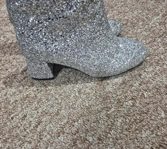 Sparkly Silver Heeled Boots - Picture 2 of 6